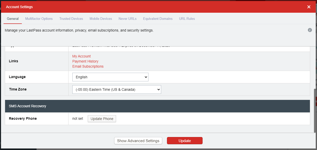 lastpass families reset member password